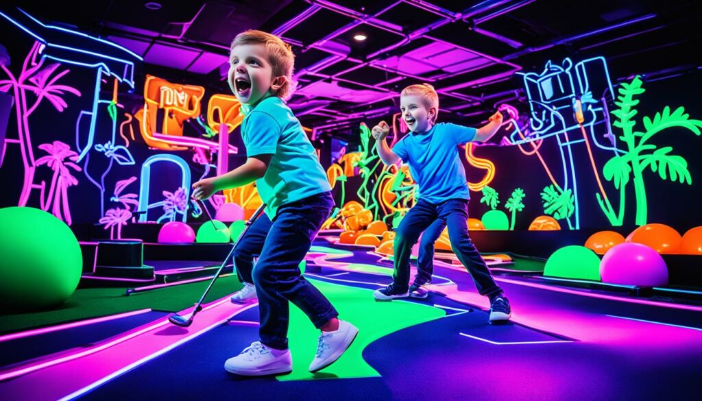 Kinderfreundliches Vergnügen Schwarzlicht Minigolf