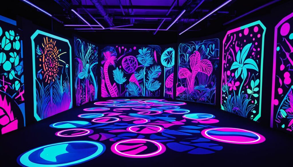 UV-aktive Kunst im Kreativraum